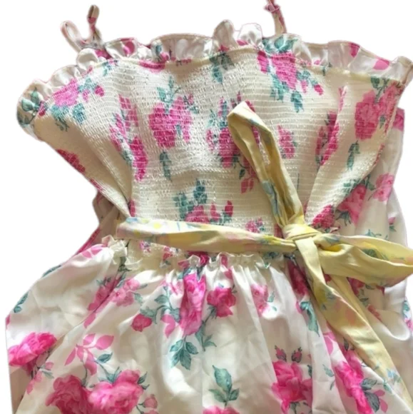 LoveShackFancy Pink Floral Midi Dress - Picture 4 of 8